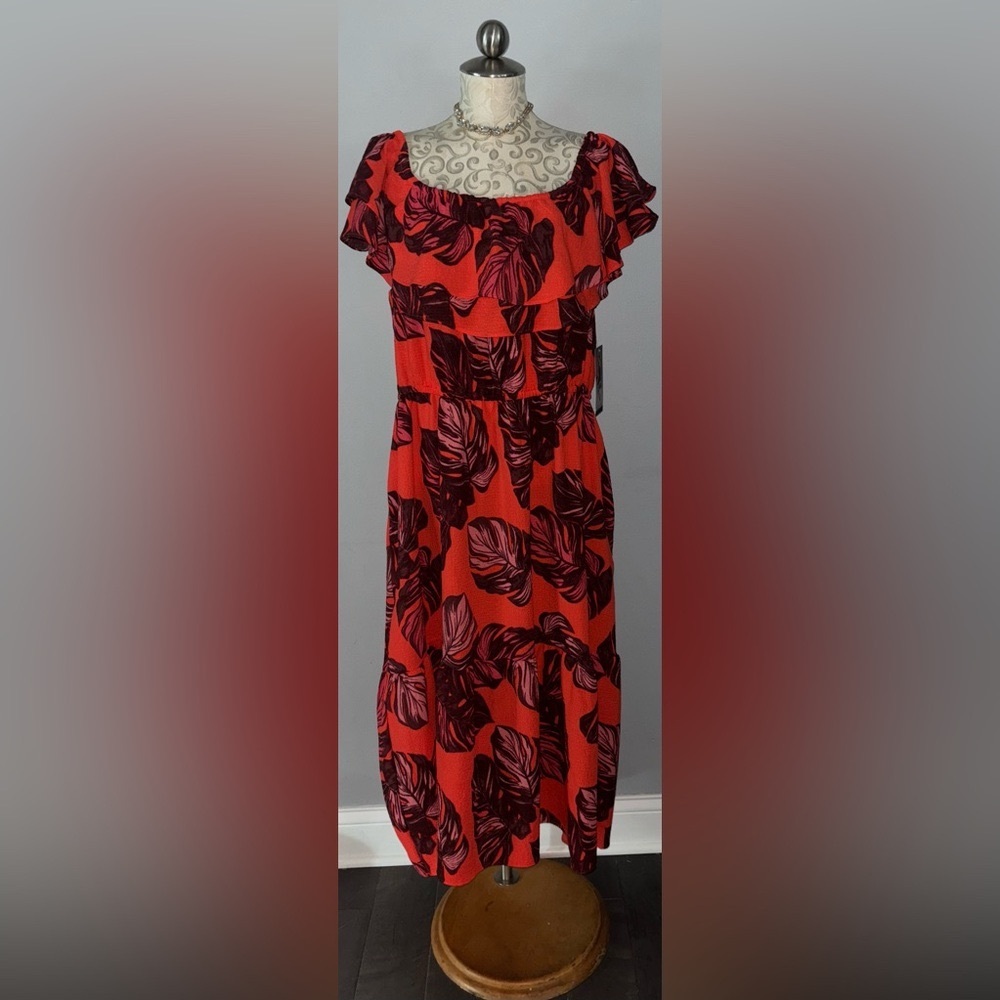🆕 Sofia Vergara Maxi Double Ruffle Convertible Neck Size XXL.  #H